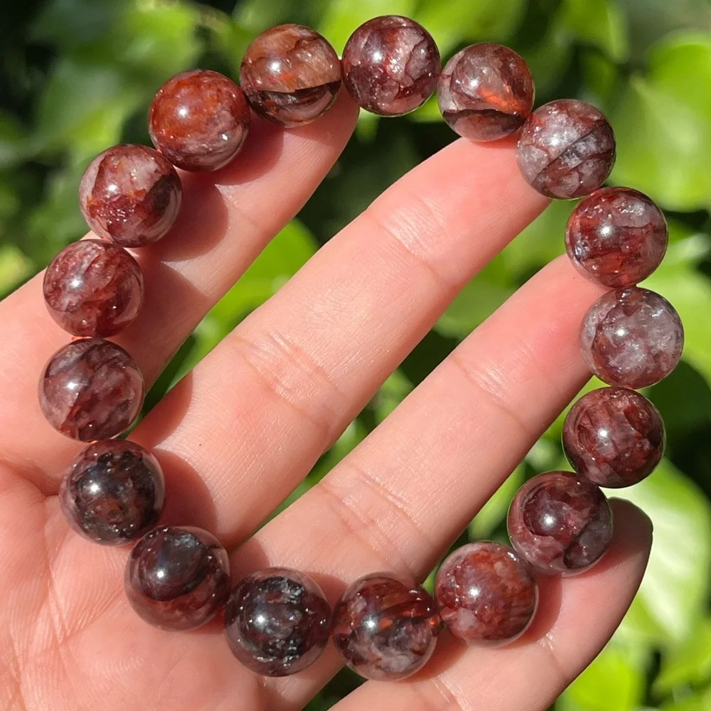 12mm stretchable dark fire Quartz bracelet‎